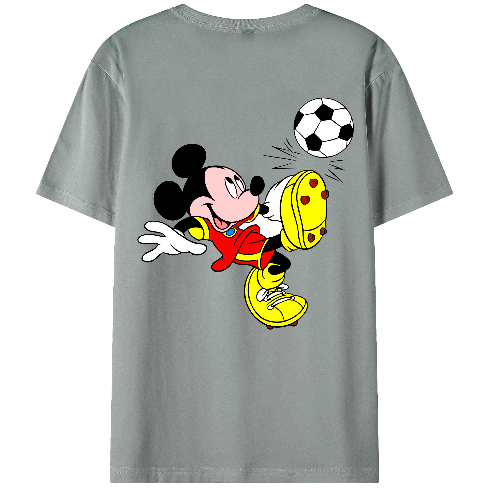 ミッキーマウス Mickey Mouse 綿100％ メンズ半袖Tシャツ（バックプリント） 通気性